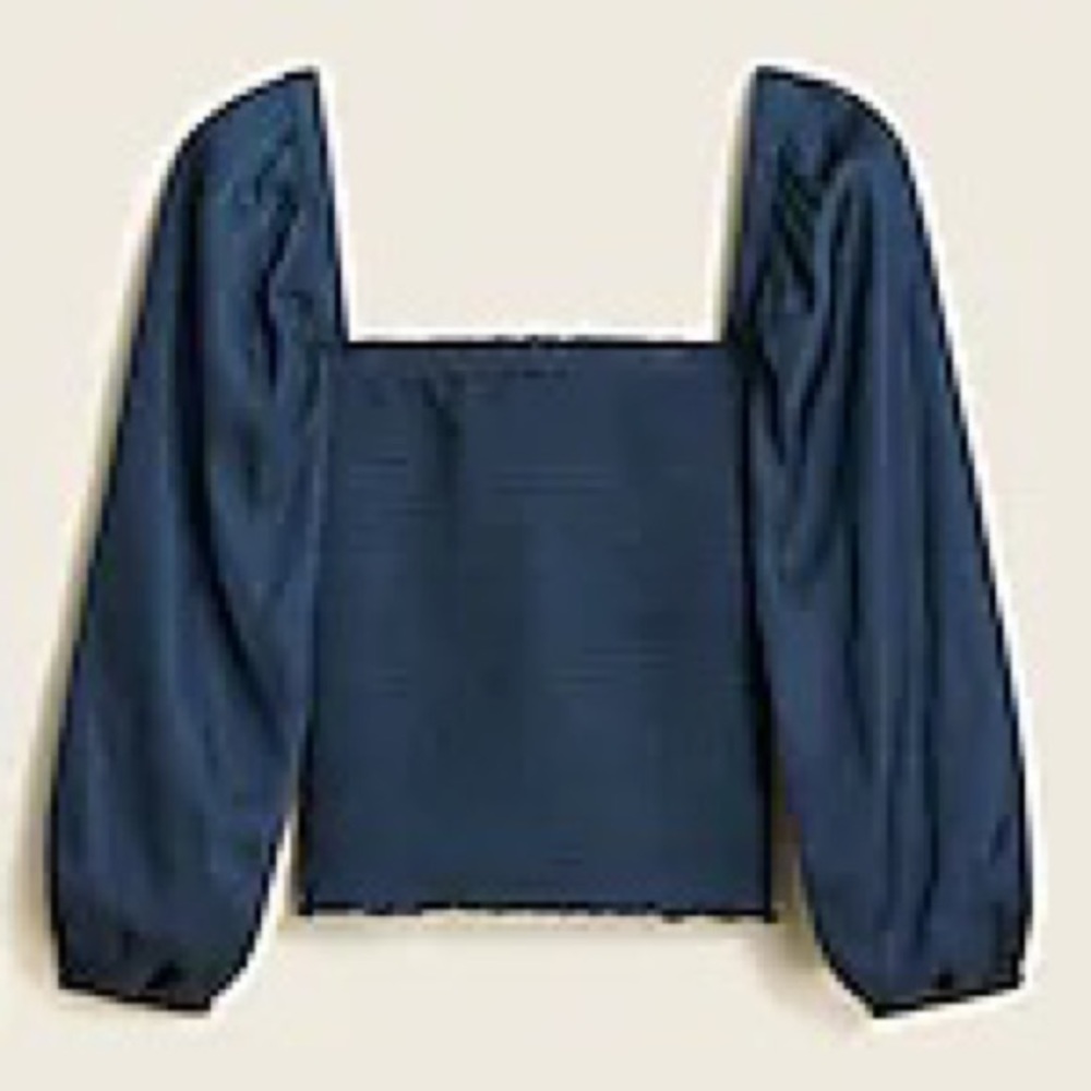 J.Crew satin smocked peasant blouse